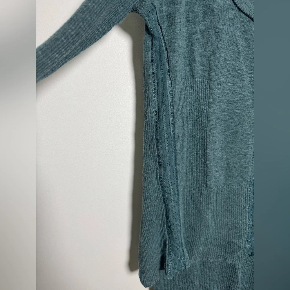 Free People Teal Knit Long Sleeve Top Small Boho Lightweight Sweater